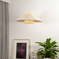 Lampy sufitowe - Euluna żyrandol Cappello, beżowy, naturalny rattan, Ø 45 cm - miniaturka - grafika 1
