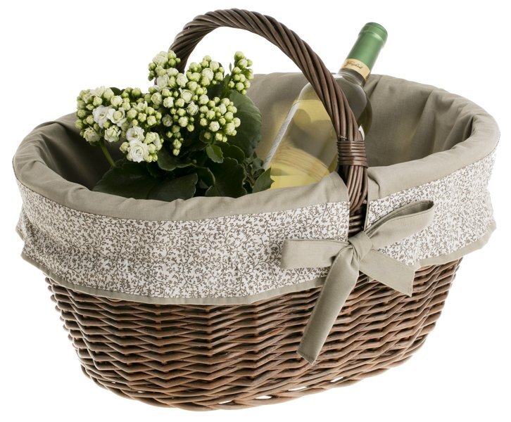 Wiklinowy Kosz na Zakupy z Obszyciem 47x34 H25/35 cm