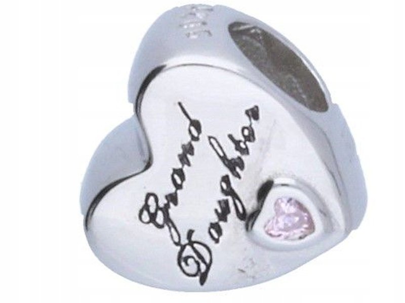 Srebrna zawieszka 925 bead serce z napisem 2,47g idealna na prezent modna
