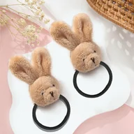 Ozdoby do włosów - TEMU Zestaw 2 uroczych gumek do włosów z pluszowymi króliczkami z kreskówek - miękkie i elastyczne gumki, które nie niszczą włosów, idealne na - miniaturka - grafika 1