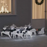Ozdoby bożonarodzeniowe - vidaXL LED Renifery 7 pcs Srebrny tkanina - miniaturka - grafika 1