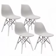 Krzesła - 4 krzesła DSW Milano szare, nogi białe - miniaturka - grafika 1