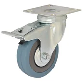 Zawiasy, okucia i inne akcesoria - Zestaw jezdny obrotowy z hamulcem 100 mm/65 kg płyta mocująca bieżnik gumowy - miniaturka - grafika 1