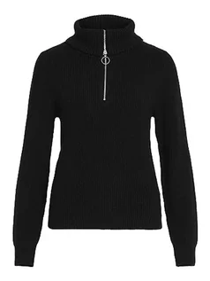 Koszulki i topy damskie - Viril Half Zipper L/S Knit Top - Noos, czarny, XXL - grafika 1