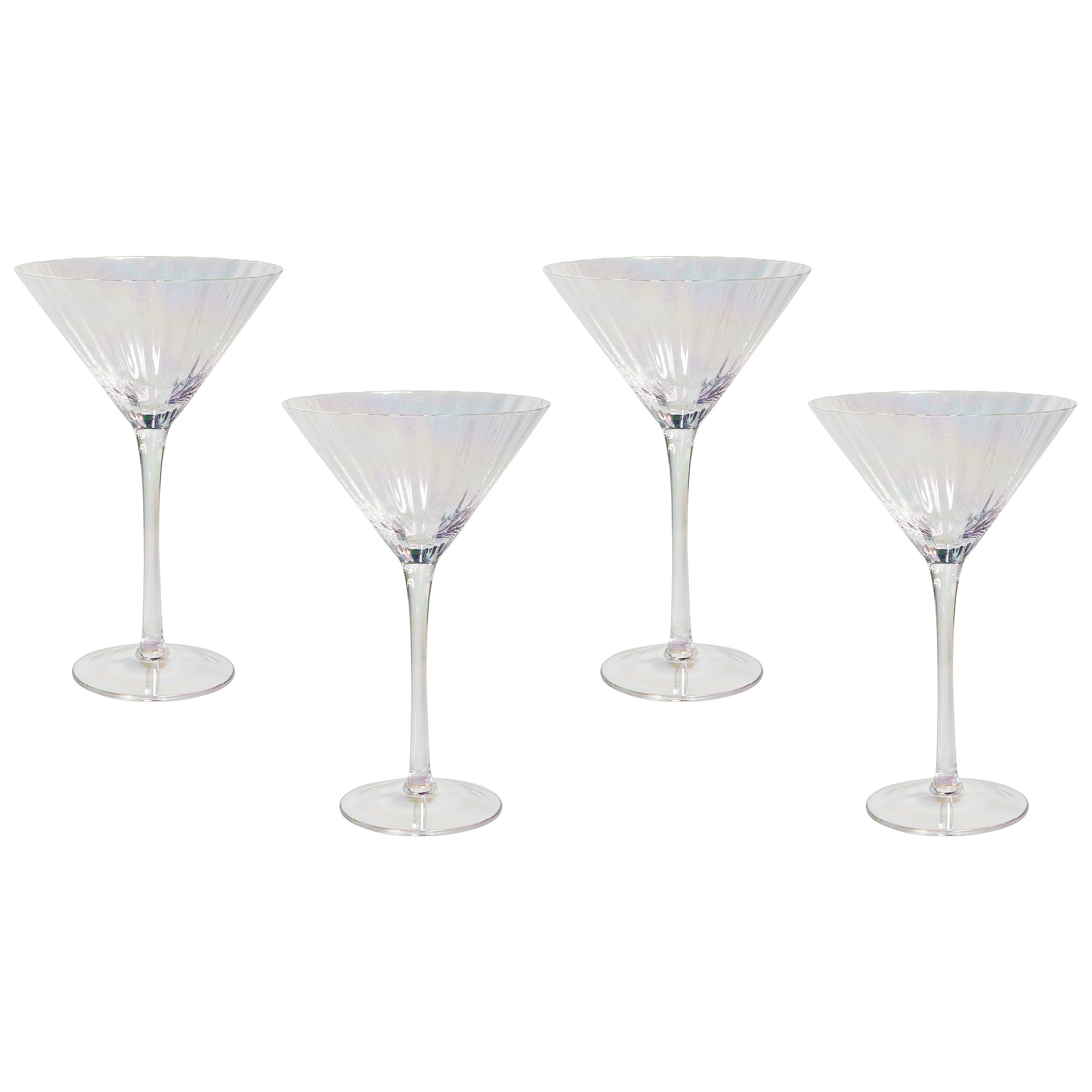 BELIANI Zestaw 4 kieliszków do martini transparentne opalizujące szkło dmuchane 220 ml kieliszki do koktajli