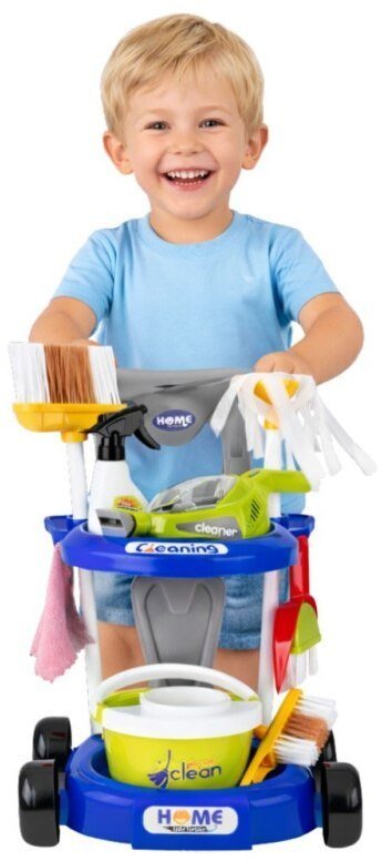 Zestaw Do Sprzątania Dla Dzieci Wózek Odkurzacz Interaktywny Akcesoria 20el