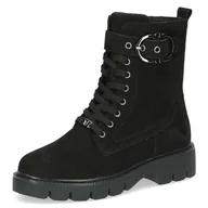 Botki damskie - CAPRICE Damskie sztyblety Lace Boot Flat 9-25211-43, Black nubuc, 39 EU - miniaturka - grafika 1
