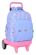 Plecaki - Safta BENETTON LILA - Duży plecak na kółkach, Compact Evolution, zdejmowany, idealny dla dzieci w różnym wieku, wygodny i wszechstronny, jakość i wytrzymałość, 33 x 22 x 45 cm, fioletowy, M, Casual - miniaturka - grafika 1