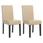 Krzesła - Zestaw 2 krzeseł do jadalni Krzesło kuchenne Littau ~ skóra, kremowy, ciemne nogi - miniaturka - grafika 1