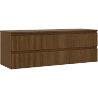 Szafki łazienkowe - Mexen Rivel szafka łazienkowa podumywalkowa 140 cm z blatem, 2 szuflady, ryflowana , orzech - 91A20-14047-2-BFFC86 - miniaturka - grafika 1