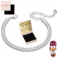 Bransoletki - BRANSOLETKA DAMSKA SREBRNA 925 REGULOWANA KRYSZTAŁ PIĘKNA Z GRAWEREM - miniaturka - grafika 1