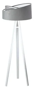 Szaro-biała lampa stojąca trójnóg welurowa - S023 Espux - Lampy stojące - miniaturka - grafika 1