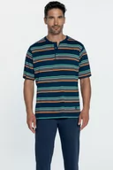 Piżamy męskie - Piżama męska LEONARDO Ciemnoniebieski L - miniaturka - grafika 1