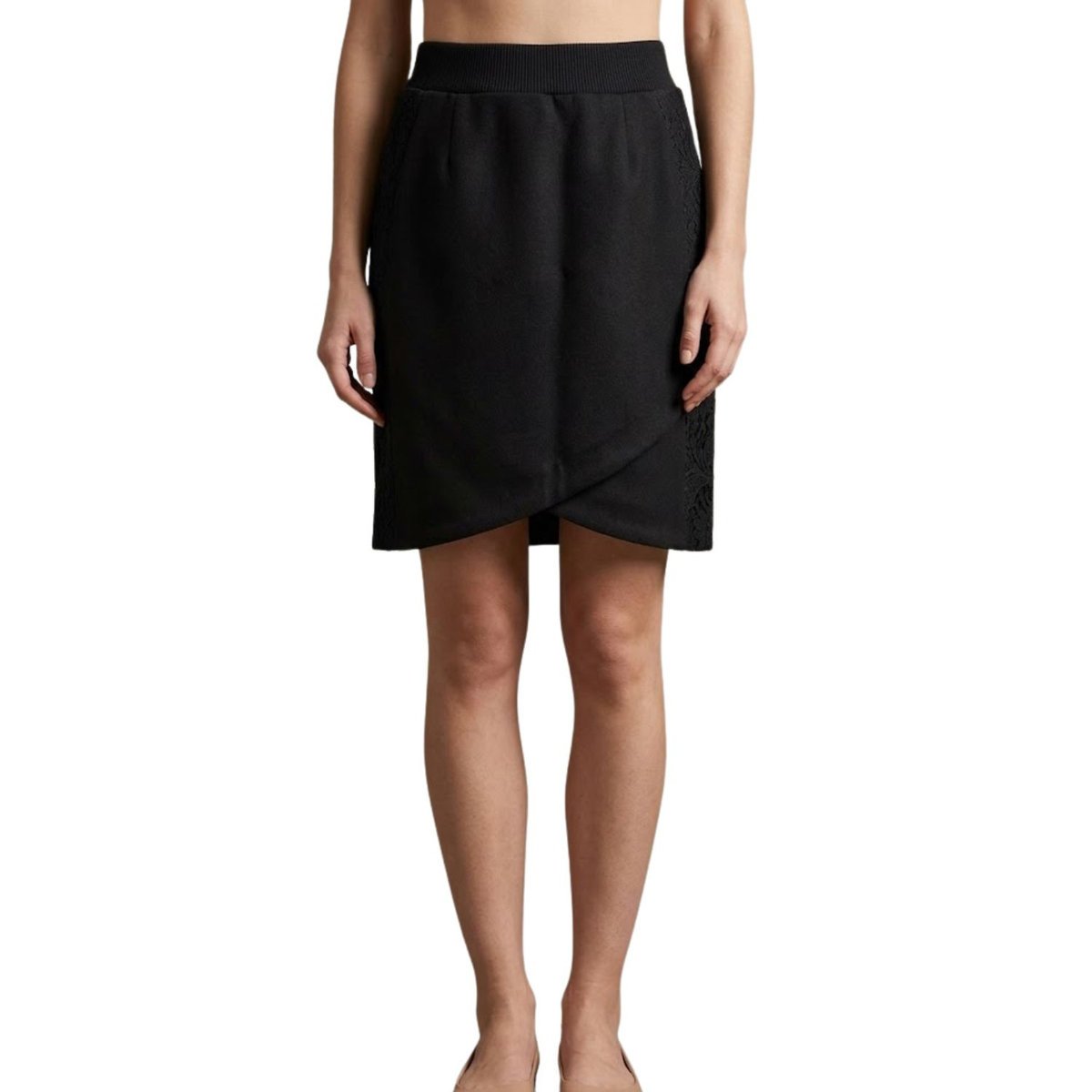 Spódnica damska Sinequanone Jandy czarna przed kolano z koronką-M