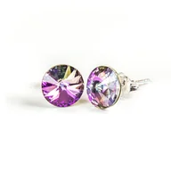 Kolczyki - Srebrne Kolczyki 925 z kryształami Swarovski Rivoli 6mm Vitrail Light - miniaturka - grafika 1