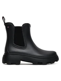Tommy Hilfiger Kalosze Rubber Flag Cleated FW0FW08637 Czarny - Kalosze damskie - miniaturka - grafika 1