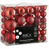 Bombki - BOMBKA DEKORACYJNA PLASTIKOWA BEZPIECZNA 46SZT CZERWONA MIKA - miniaturka - grafika 1