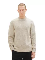Swetry męskie - TOM TAILOR sweter męski, 32734 - Beżowa struktura Lufalfa Fancy Structure, XXL - miniaturka - grafika 1