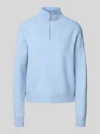 Swetry damskie - Sweter o kroju regular fit z zapinanym kołnierzem model ‘OREE’ - miniaturka - grafika 1