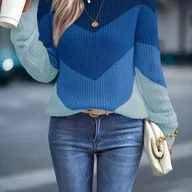 Swetry damskie - TEMU 2025 Gorąco Sprzedający Sweter Vintage w Paski dla Kobiet, Luźny Top z Długim Rękawem, Wiosenno-Jesienny Casualowy Uniwersalny Pulower - miniaturka - grafika 1