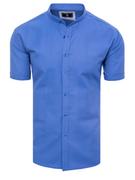Koszule męskie - Koszula męska z krótkim rękawem chabrowa Dstreet KX1001 - miniaturka - grafika 1