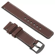 Akcesoria do pulsometrów i zegarków sportowych - moVear uStrap C1 Skórzany pasek do Garmin Fenix 6S / 5S - Pro, Plus, Solar (koperta 42mm) z adapterem QuickFit 20mm | Brązowy ze srebrnym przeszyciem - miniaturka - grafika 1