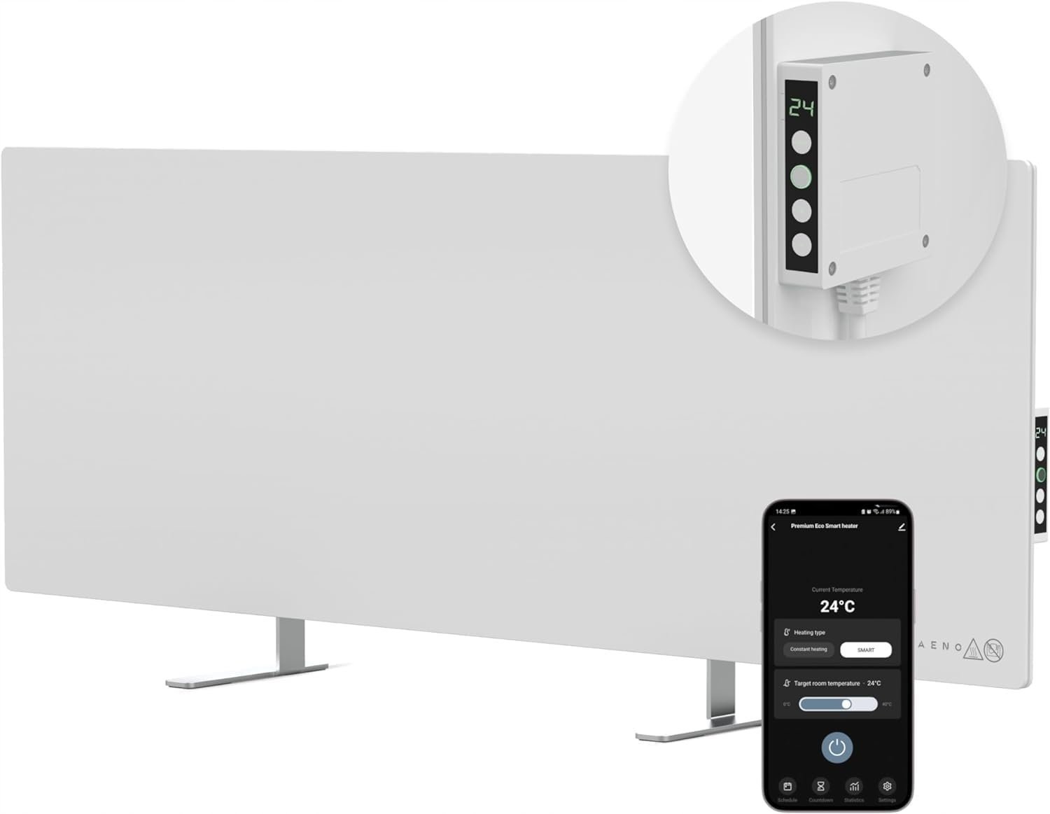 AENO Premium Eco Smart Heater for AMAZON, 700W, Tempered glass, Infrared+convection heating type, LED display