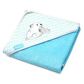 Okrycia kąpielowe dla dzieci - BabyOno 346/02 Okrycie kąpielowe bambusowe z kapturkiem NIEBIESKIE 100/100 ręcznik kąpielowy 45799 - miniaturka - grafika 1