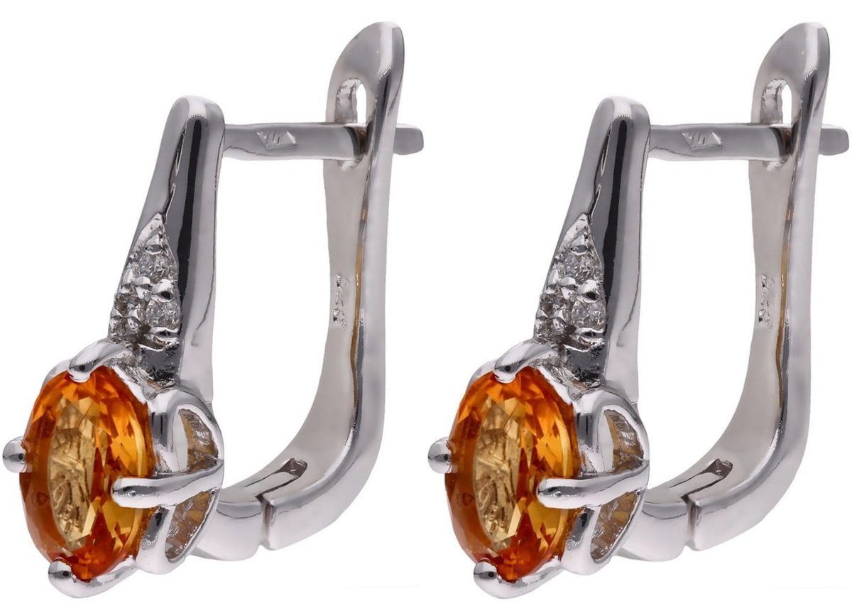 Kolczyki Ag 925 Cytryn z diamentem CVD-3365-E-CI