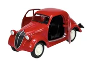 Samochody i pojazdy dla dzieci - WELLY OLD TIMER 1936 FIAT 500 TOPOLINO CZERWONY 1:34 SAMOCHÓD NOWY METALOWY MODEL - miniaturka - grafika 1