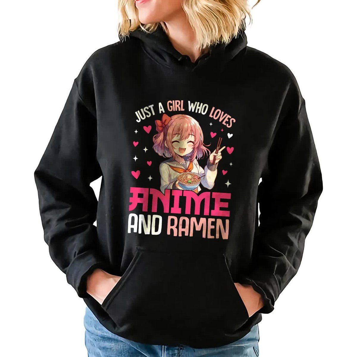 Bluza Damska Z Kapturem ANIME AND RAMEN Japońskie Anime Kawaii Wzory Rozm M