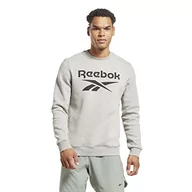 Bluzy męskie - Reebok Męska bluza z dużym logo z ułożonym w stos, średni szary wrzosowy, L, Średni szary wrzos, L - miniaturka - grafika 1