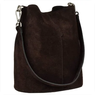 Torebka ze skóry naturalnej zamszowej worek brąz czekolada - Plecaki worki - miniaturka - grafika 1