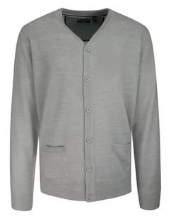 Sweter Szary Zapinany na Guziki, Kardigan Elegancki, z Kieszonkami -BRAVE SOUL - Brave Soul - Swetry męskie - miniaturka - grafika 1