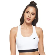 Biustonosze - Nike Kobiety Med Band Bra Sportowy Biustonosz, Biały/Czarny, XS - miniaturka - grafika 1