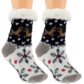 Skarpetki dla dzieci - HIPOALERGICZNE DZIECIECE CIEPŁE SKARPETKI ZIMOWE ANTYPOŚLIZGOWE 28-31 CZARNE - miniaturka - grafika 1