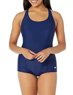 Stroje kąpielowe - speedo Damski kostium kąpielowy, jednoczęściowy, PowerFlex Princess Seam Ultraback, konserwujący krój niebieski Speedo Navy 10 - miniaturka - grafika 1