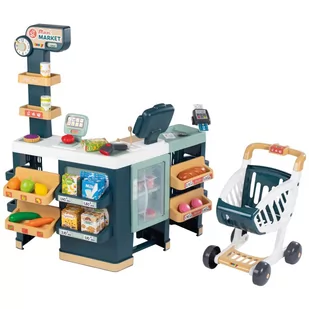 Smoby Maximarket Wózek Elektroniczną Kasą ze Skanerem Waga i Lodówka - Zabawy w naśladowanie dorosłych - miniaturka - grafika 3