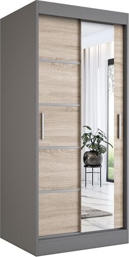 Elior Szafa przesuwna w kolorze antracyt + dąb sonoma - Lorenza 2X