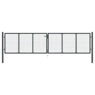 Akcesoria do ogrodzeń - vidaXL Brama ogrodowa z siatki, galwanizowana stal, 400x175 cm, szara - miniaturka - grafika 1