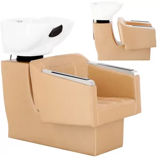 Myjnia myjka fryzjerska barberska złota Pikos do salonu fryzjerskiego barberskiego ruchoma misa ceramiczna armatura bateria słuchawka - Myjki fryzjerskie - miniaturka - grafika 1