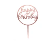 Ciasta i półprodukty do ciast - Topper z pleksi na tort Happy Birthday złoty róż - 1 szt. - miniaturka - grafika 1