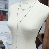 Inne - TEMU Codzienna Elegancja, Elegancki Dwuwarstwowy Naszyjnik z Koralików Szklanych w Kształcie Litery Y - Styl Vintage Boho, Geometryczny Długi - miniaturka - grafika 1