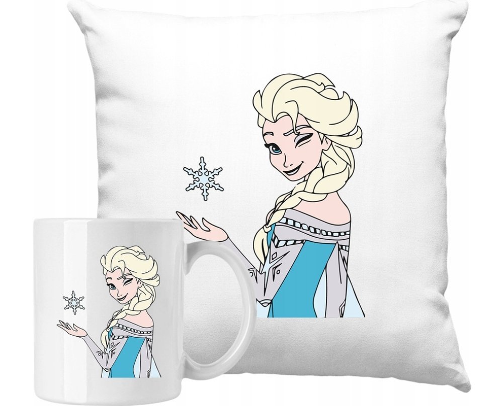 ZESTAW PODUSZKA + KUBEK Księżniczka Elsa Frozen Pomysł Na Prezent +IMIĘ #1