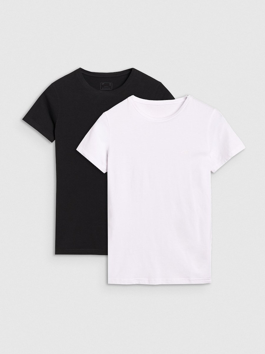 T-shirt slim damski (ZESTAW KOSZULEK 2 SZT.) 4F 4FRMM00TTSHF2709-10S Biały S