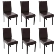 Krzesła - Zestaw 6 krzeseł do jadalni Krzesło kuchenne Littau ~ skóra, brązowe, ciemne nogi - miniaturka - grafika 1