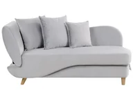 Szezlongi - Szezlong z pojemnikiem welurowy lewostronny jasnoszary MERI II - miniaturka - grafika 1