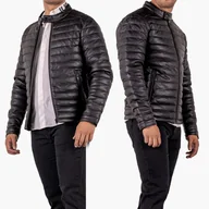 Kurtki męskie - Kurtka Męska Eko Skóra Pikowana Czarna K-4-2024 Czarny XXL - miniaturka - grafika 1