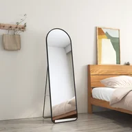 Lustra - EMKE Lustro stojące 140x40cm Pełnowymiarowe lustro Czarna aluminiowa rama Lustro Lustro Krzywe lustro ubraniowe z przeciwwybuchową folią okienną - miniaturka - grafika 1