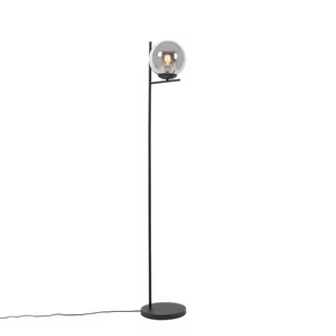 QAZQA Lampa stojąca Art Deco czarna z przydymionym szkłem - Flore - Lampy stojące - miniaturka - grafika 1